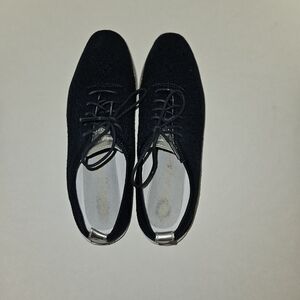 Cole Haan Women's Black Knit Lace-Up Sneakers with Silver Heel Tab Size 10